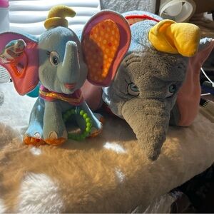 Lot- DISNEY Parks Dumbo Pillow Pal  Pet Dream Friends 20"& Dumbo Teething Rattle